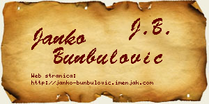 Janko Bunbulović vizit kartica